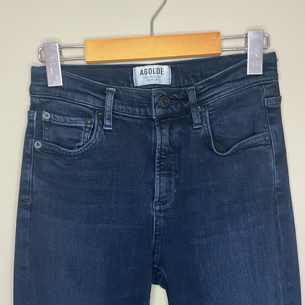 Agolde Blue Dark-Wash High-Rise Skinny Jeans Size 24 - Picture 2 of 5